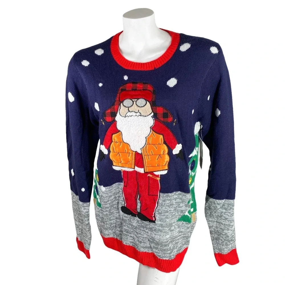 Jolly Sweaters Christmas Cool Chillin Santa‎ Nylon Vest Medium Sweater NWT